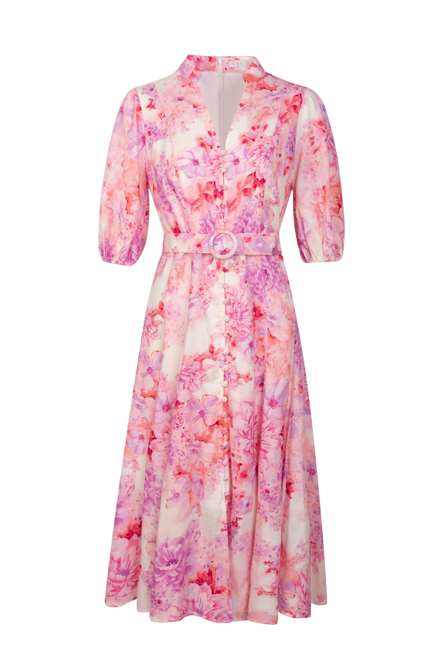 ASPEN FLORAL LINEN LONG DRESS - Lilac