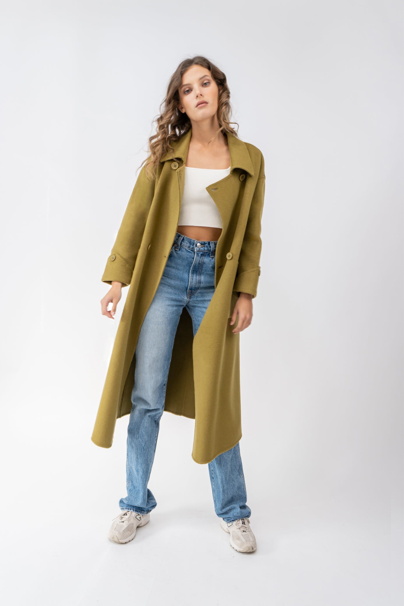 Women's Olive Wool Coat