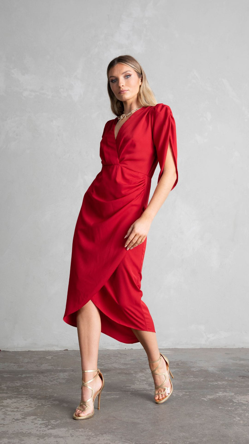 Topaz Wrap Dress - Red