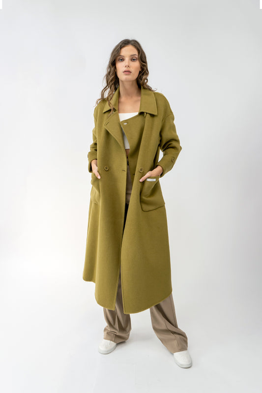 Women's Olive Wool Coat