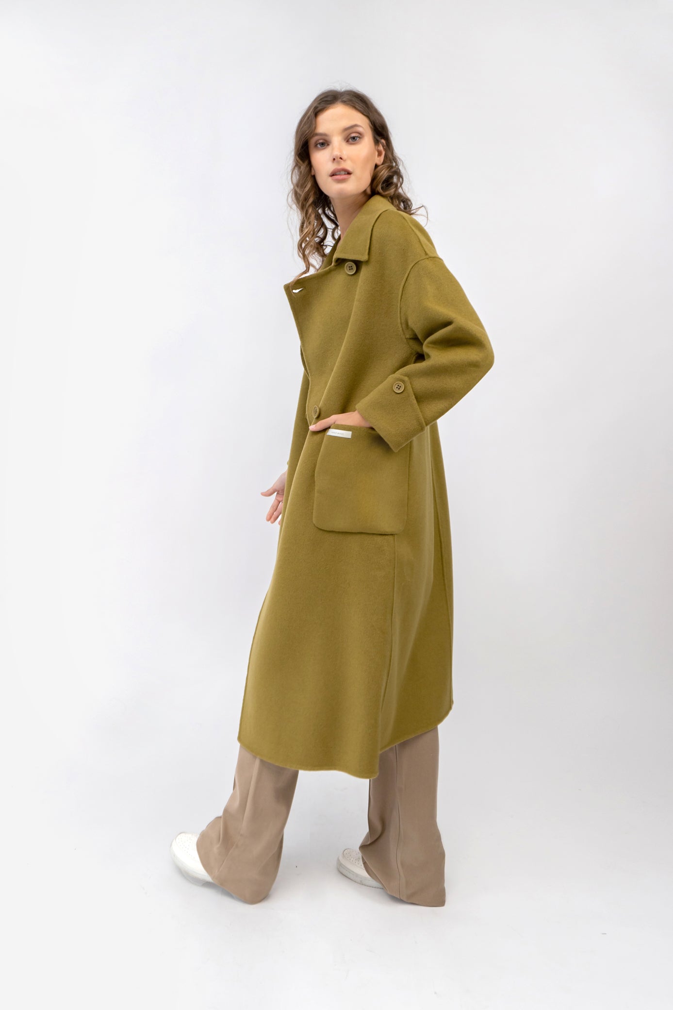 Women's Olive Wool Coat