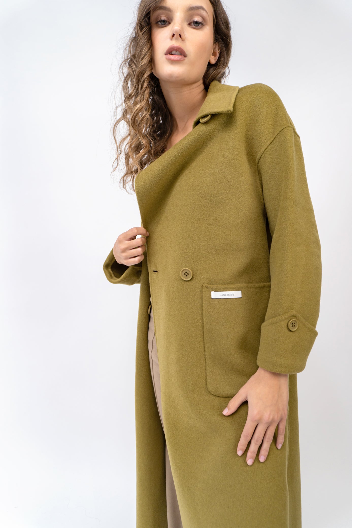 Women's Olive Wool Coat