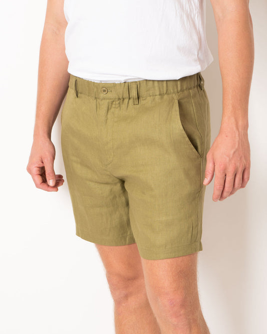 Khaki Linen Shorts